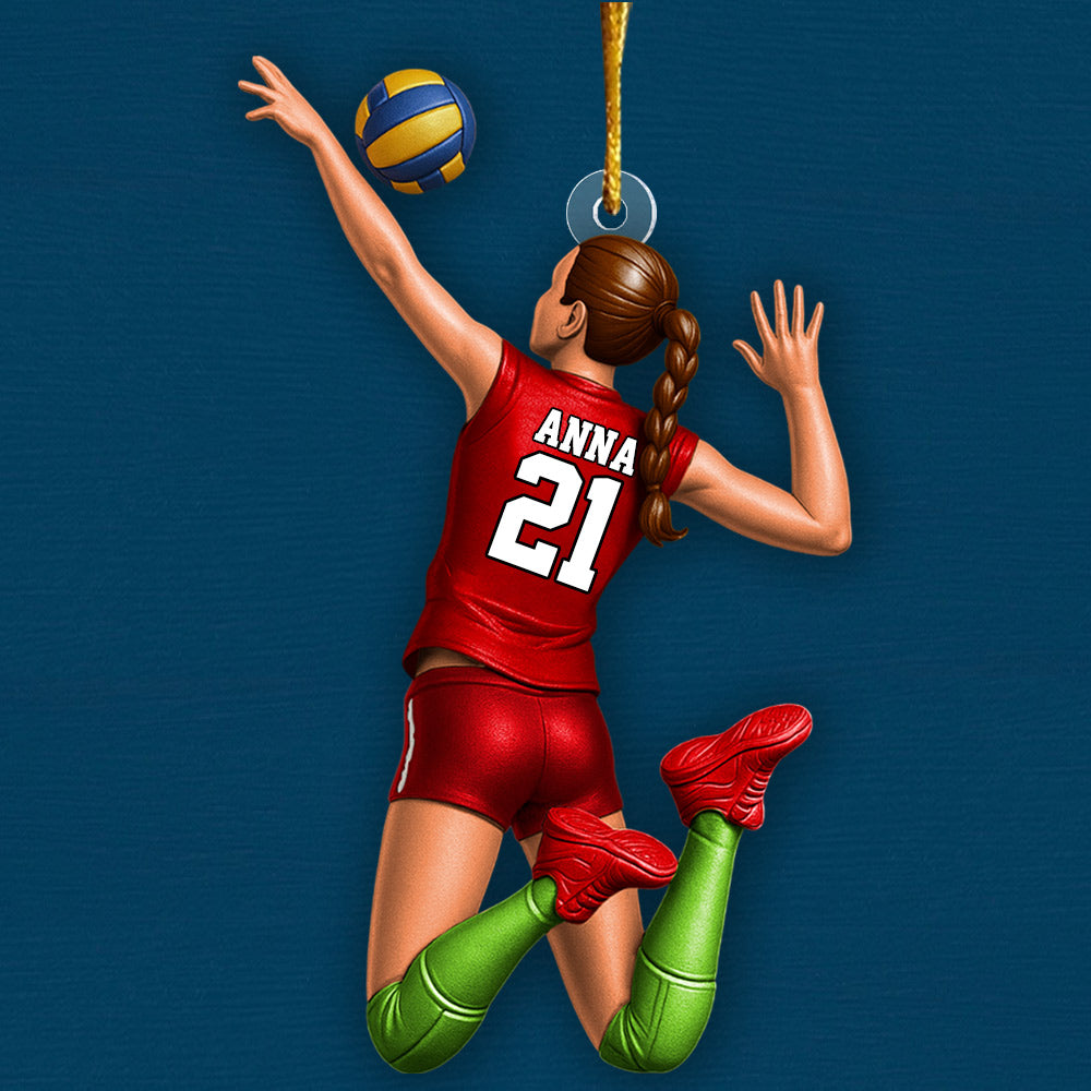 Personalized Volleyball Player Christmas Ornament, Custom Name Number Volleyball Girl Ornament|Volleyball Team Gift, Volleyball Lover Gifts Li29