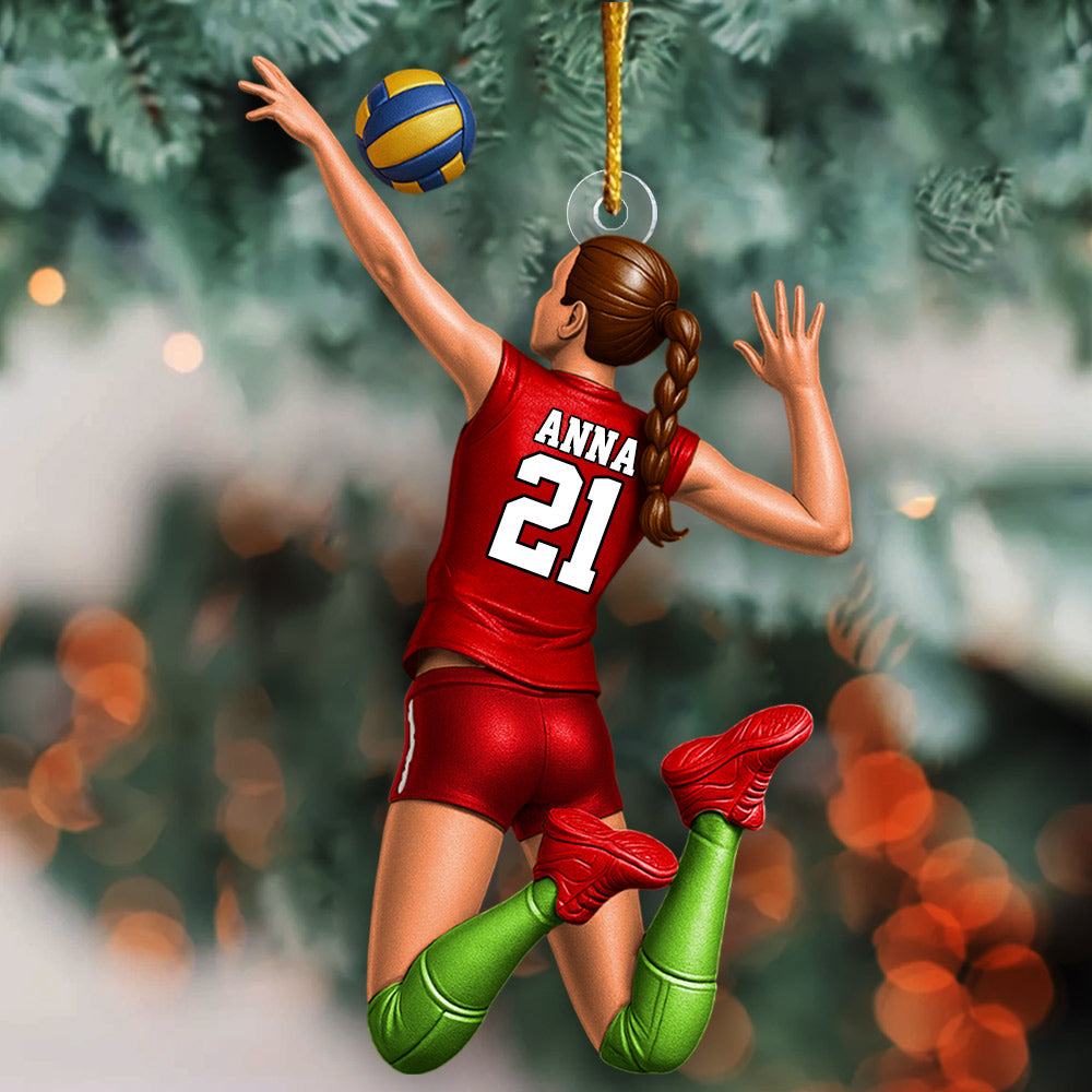 Personalized Volleyball Player Christmas Ornament, Custom Name Number Volleyball Girl Ornament|Volleyball Team Gift, Volleyball Lover Gifts Li29