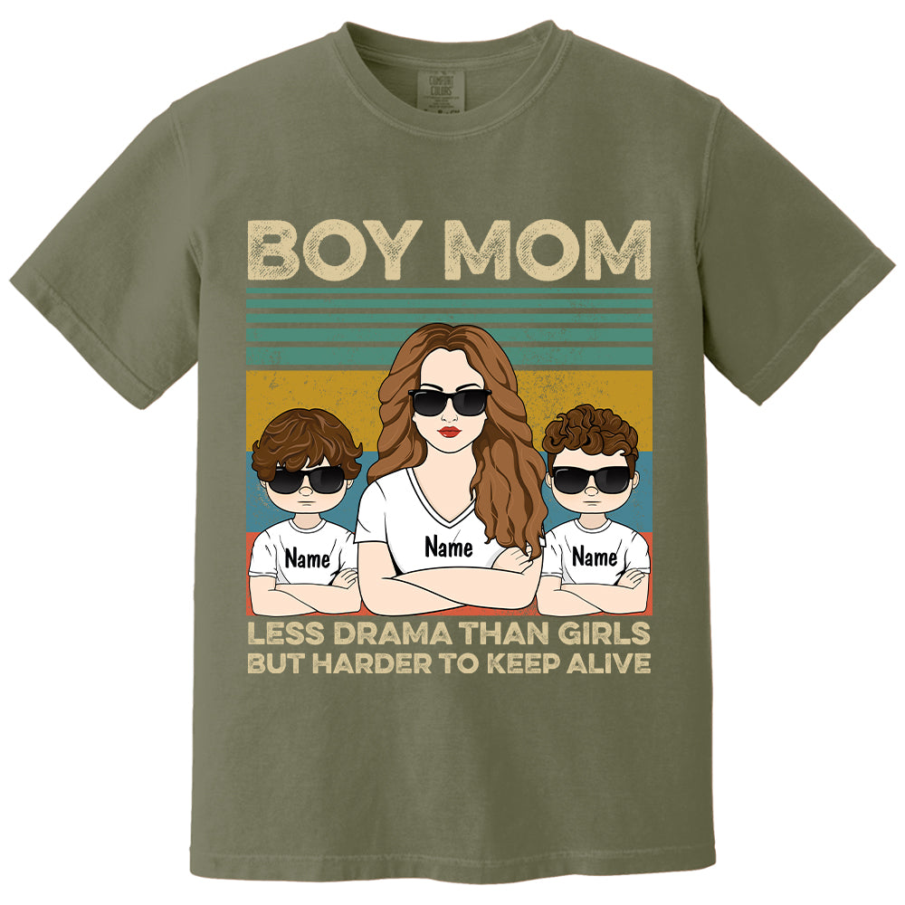 Boy Mom - Less Drama Than Girls But Harder To Keep Alive Shirt, Gift for Mother's Day Tu24