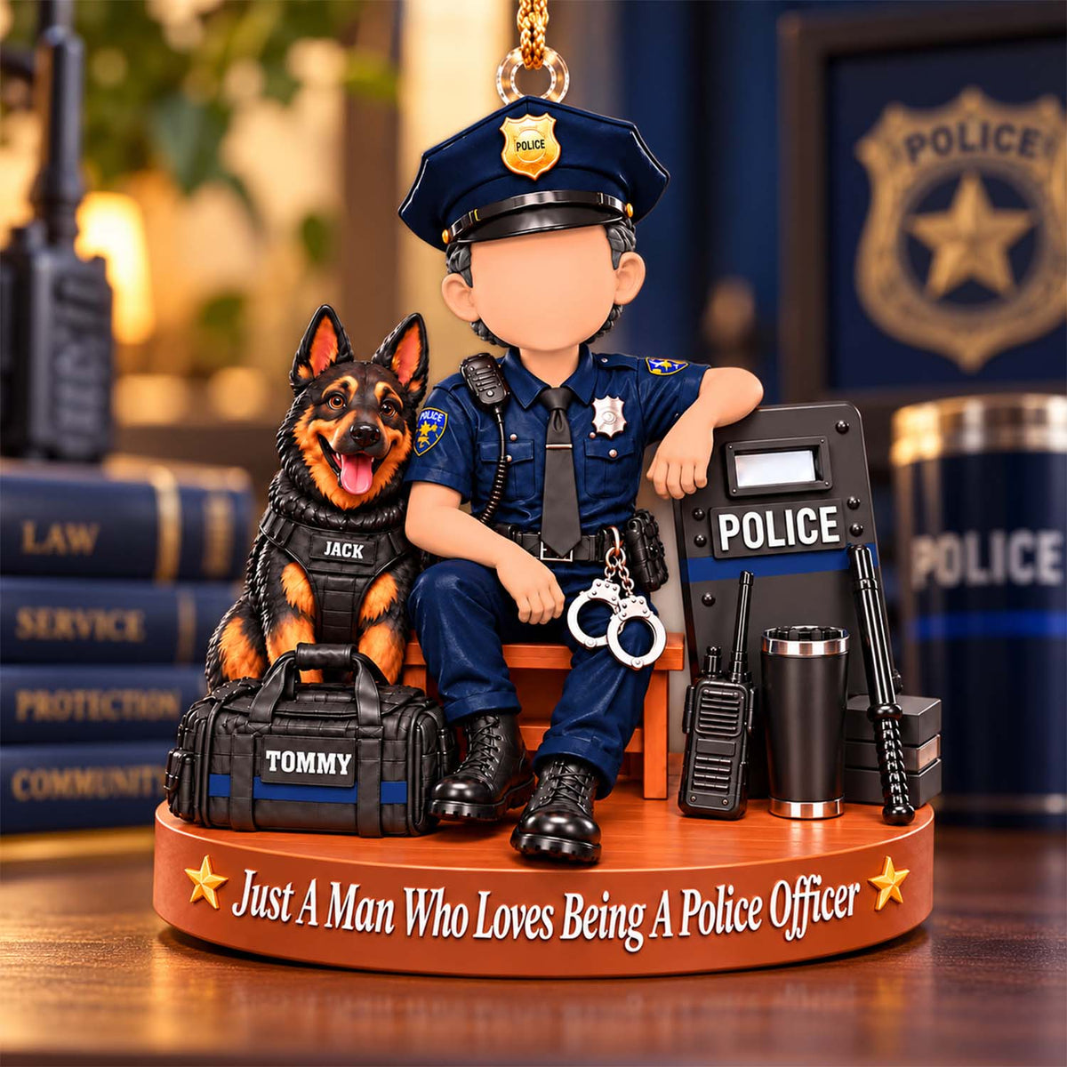 Custom Just A Man Who Loves Being A Police Officer Ornament, Christmas Gift For Police Officer L0411 Pt99