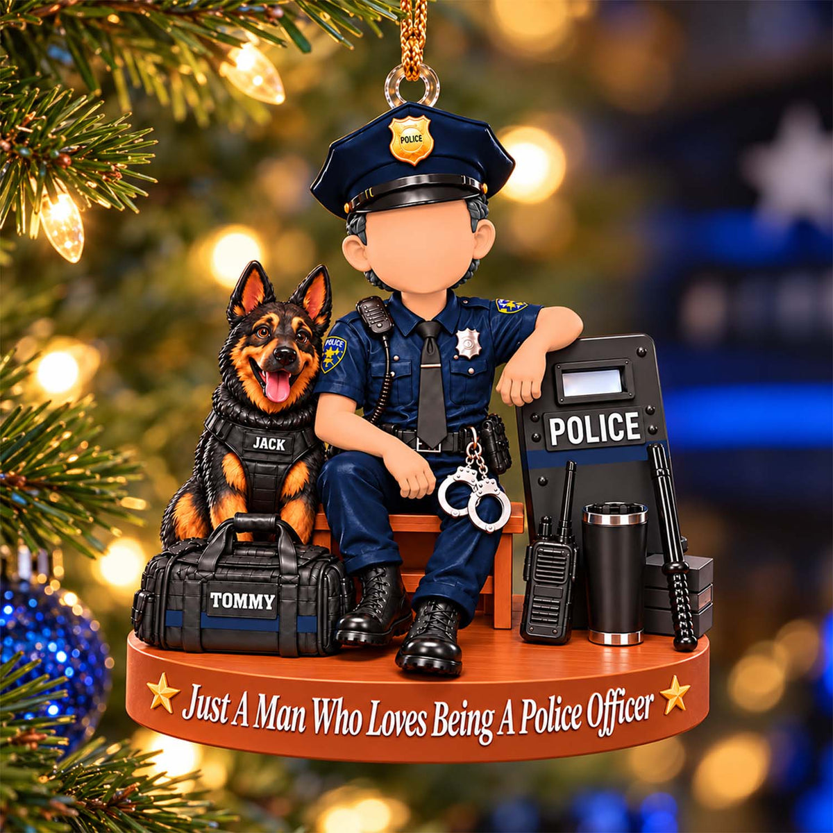 Custom Just A Man Who Loves Being A Police Officer Ornament, Christmas Gift For Police Officer L0411 Pt99