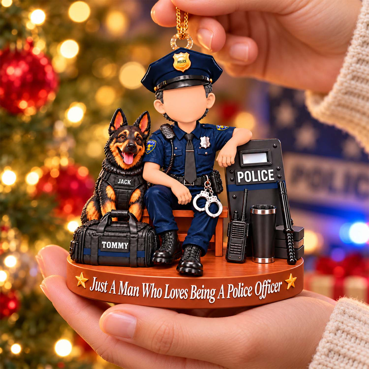 Custom Just A Man Who Loves Being A Police Officer Ornament, Christmas Gift For Police Officer L0411 Pt99
