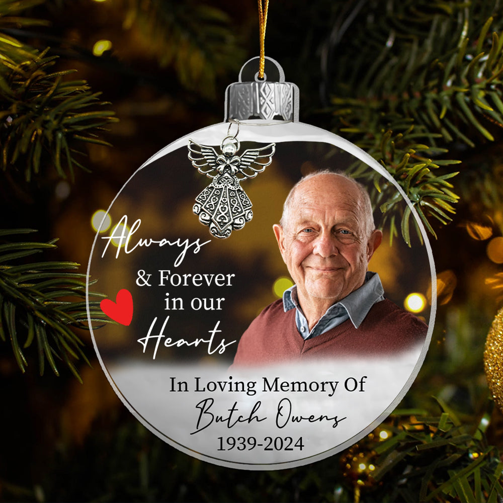 Custom Photo Memorial Ornament, Dad Remembrance Ceramic Ornament, Memorial Day Acrylic Ornament, Dad Loss Ornament, Funeral Ornaments