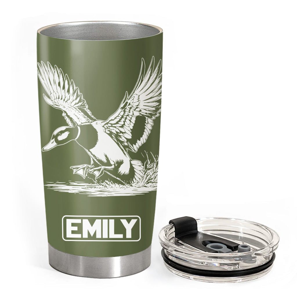 Duck Hunting Gifts for Men, Him Personalized. Upload Photo Tumbler Landing Mallard Waterfowl Hunter Gift, Christmas Gifts for Husband, Dad, Father's Day Pt99