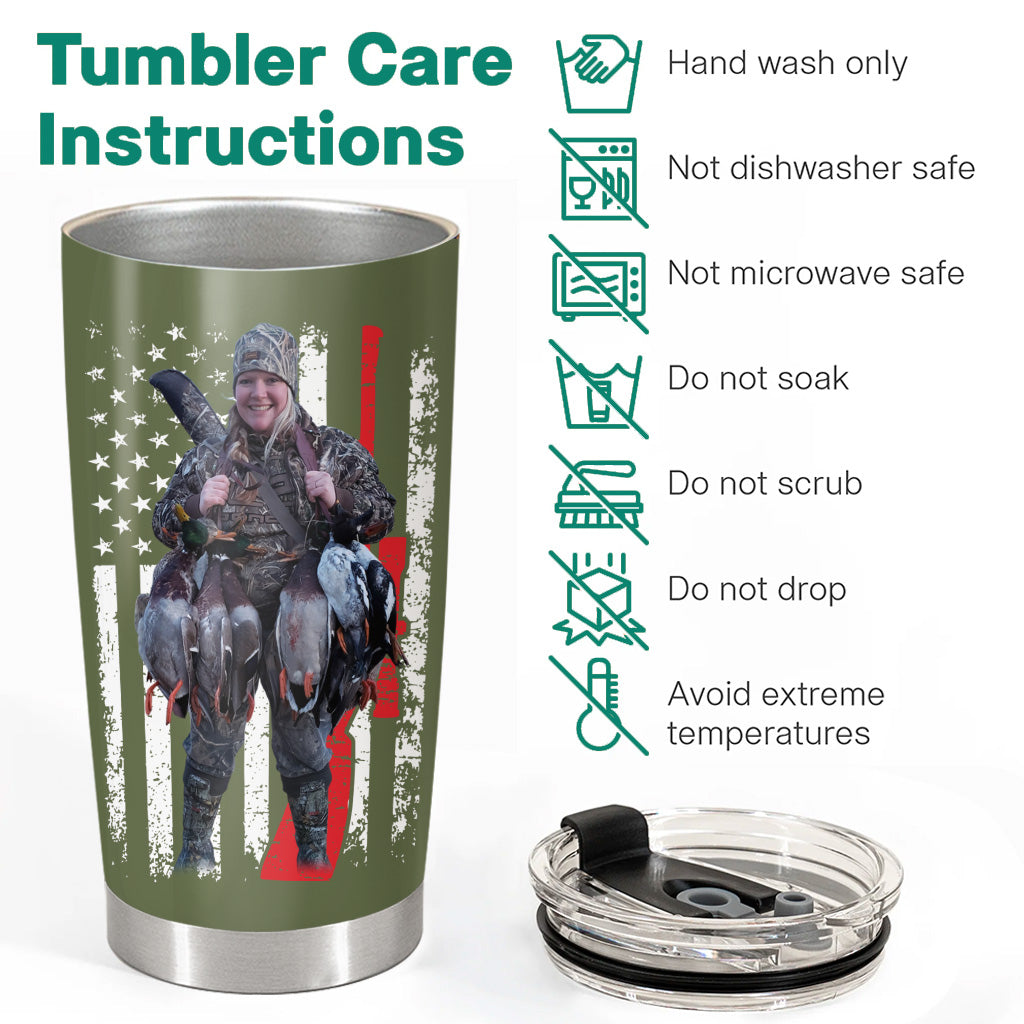Duck Hunting Gifts for Men, Him Personalized. Upload Photo Tumbler Landing Mallard Waterfowl Hunter Gift, Christmas Gifts for Husband, Dad, Father's Day Pt99