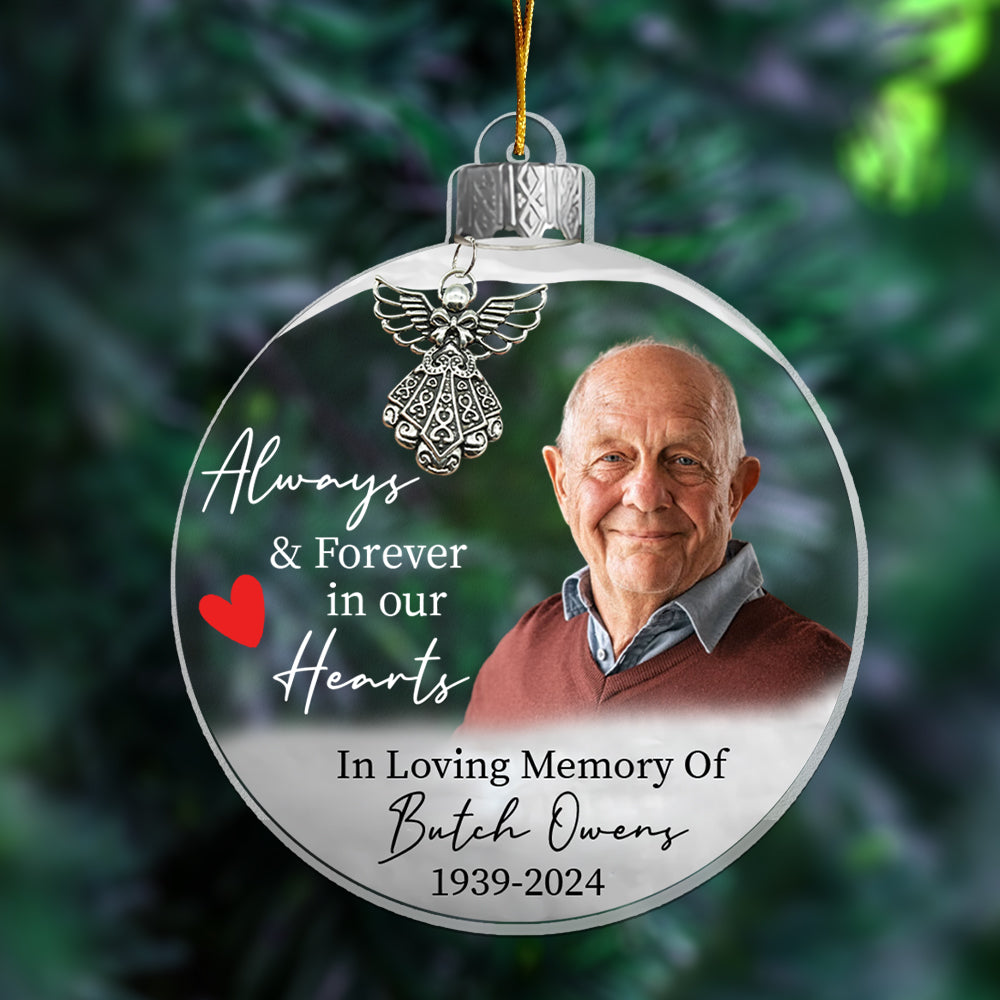 Custom Photo Memorial Ornament, Dad Remembrance Ceramic Ornament, Memorial Day Acrylic Ornament, Dad Loss Ornament, Funeral Ornaments