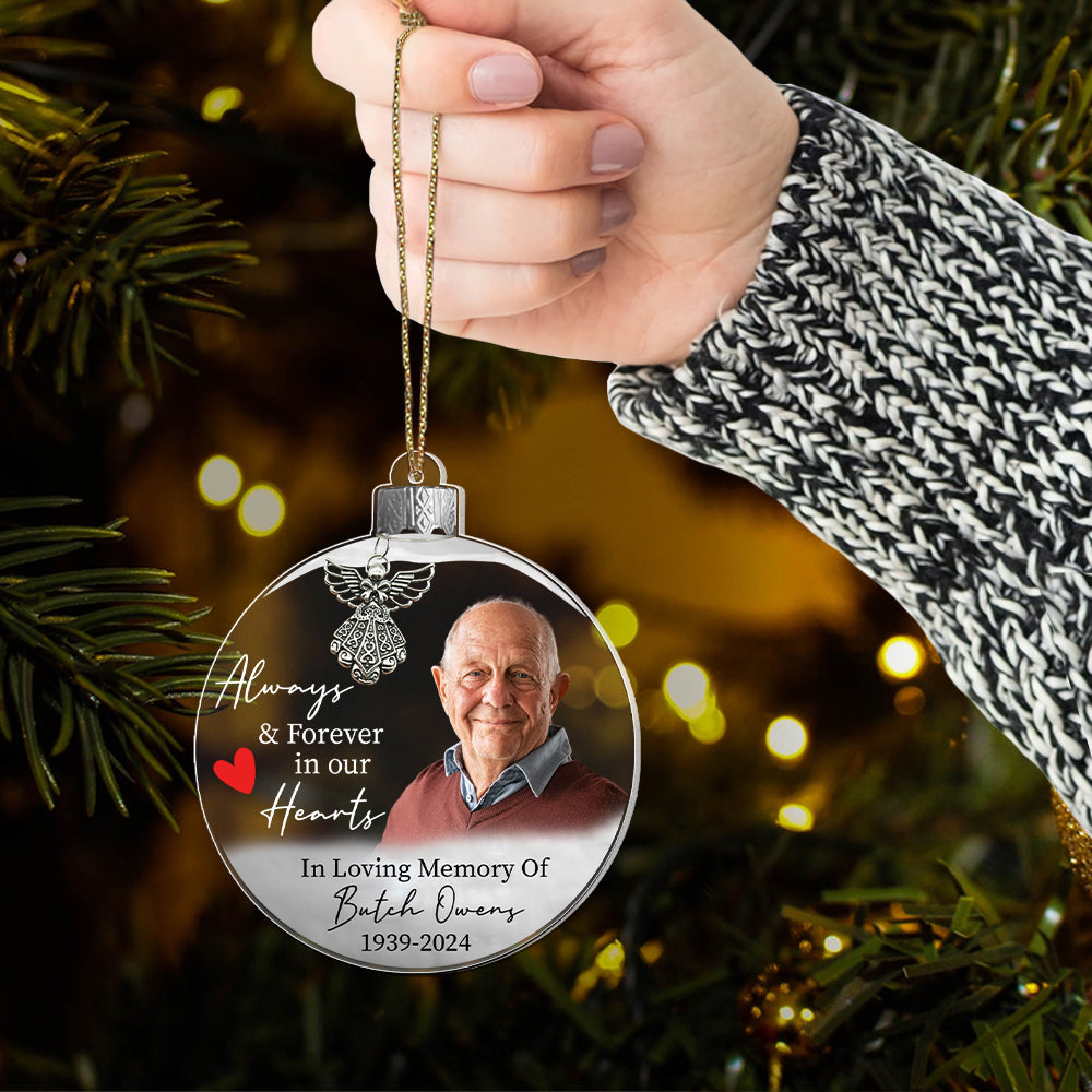 Custom Photo Memorial Ornament, Dad Remembrance Ceramic Ornament, Memorial Day Acrylic Ornament, Dad Loss Ornament, Funeral Ornaments