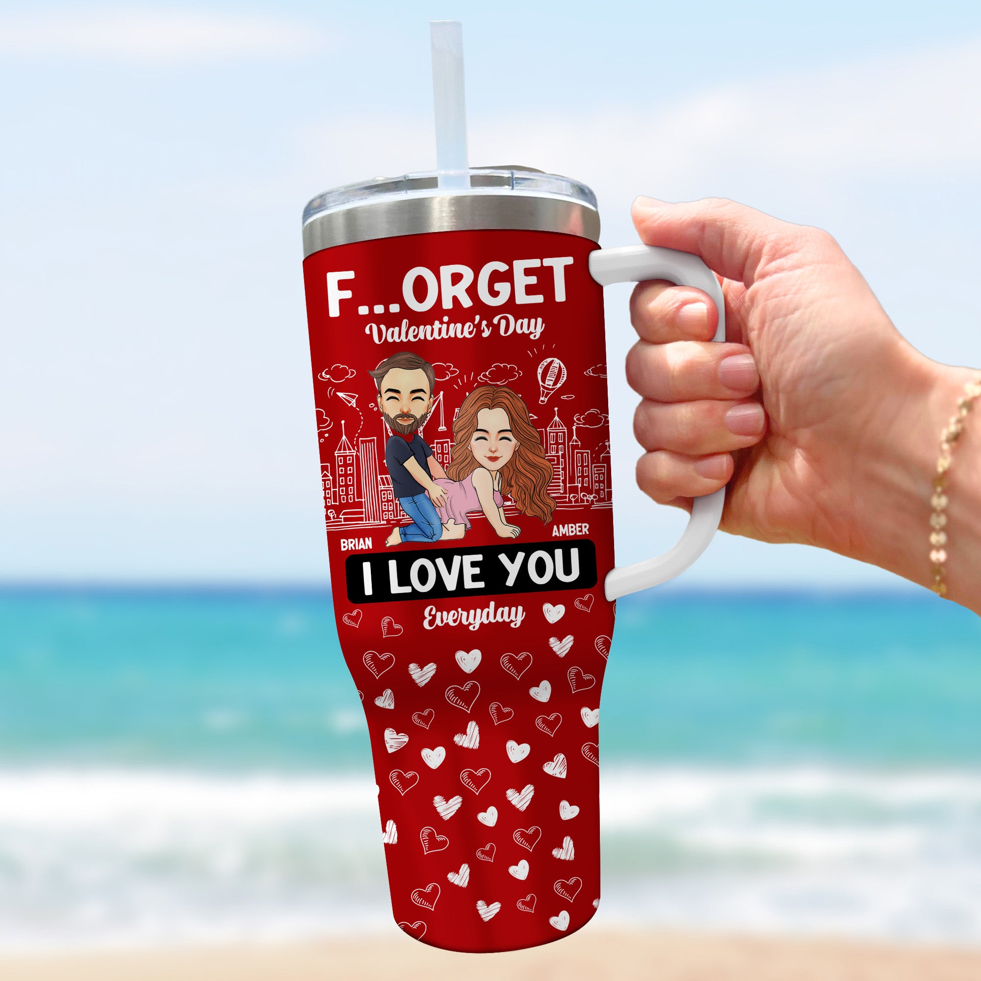 Forget Holiday I Love You Everyday Kissing Couple - Personalized 40oz Tumbler PT99