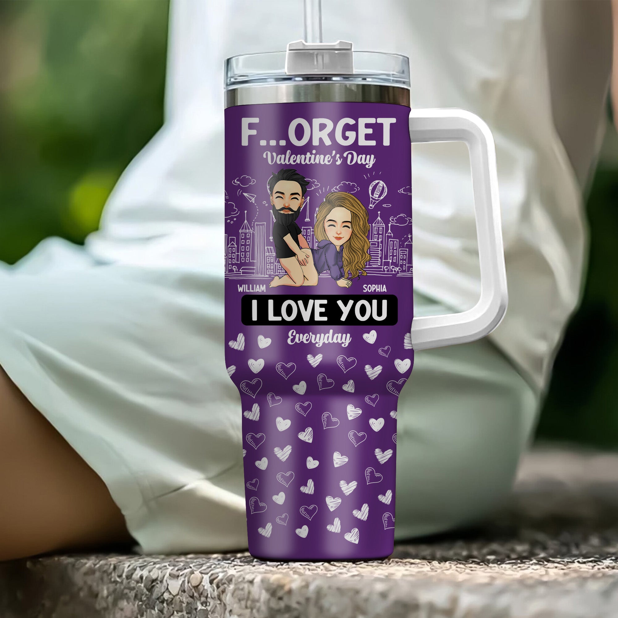 Forget Holiday I Love You Everyday Kissing Couple - Personalized 40oz Tumbler PT99