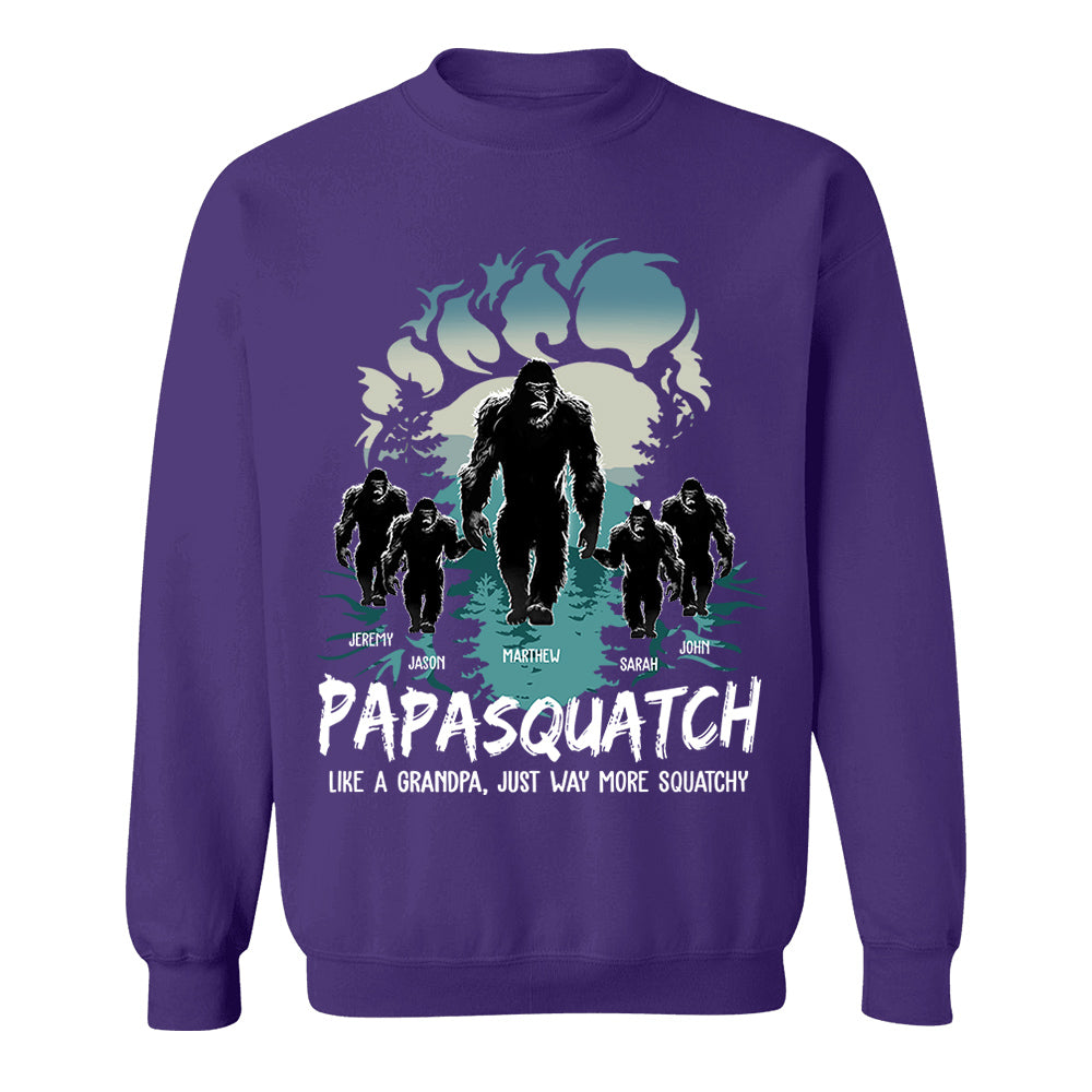 Papasquatch, Like A Grandpa, Just Way More Squatchy - Bigfoot Footprint Personalized Shirt