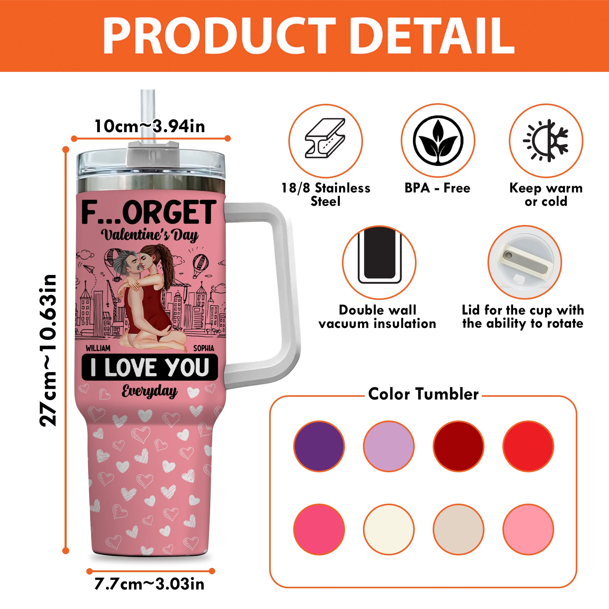 Forget Holiday I Love You Everyday Kissing Couple - Personalized 40oz Tumbler PT99