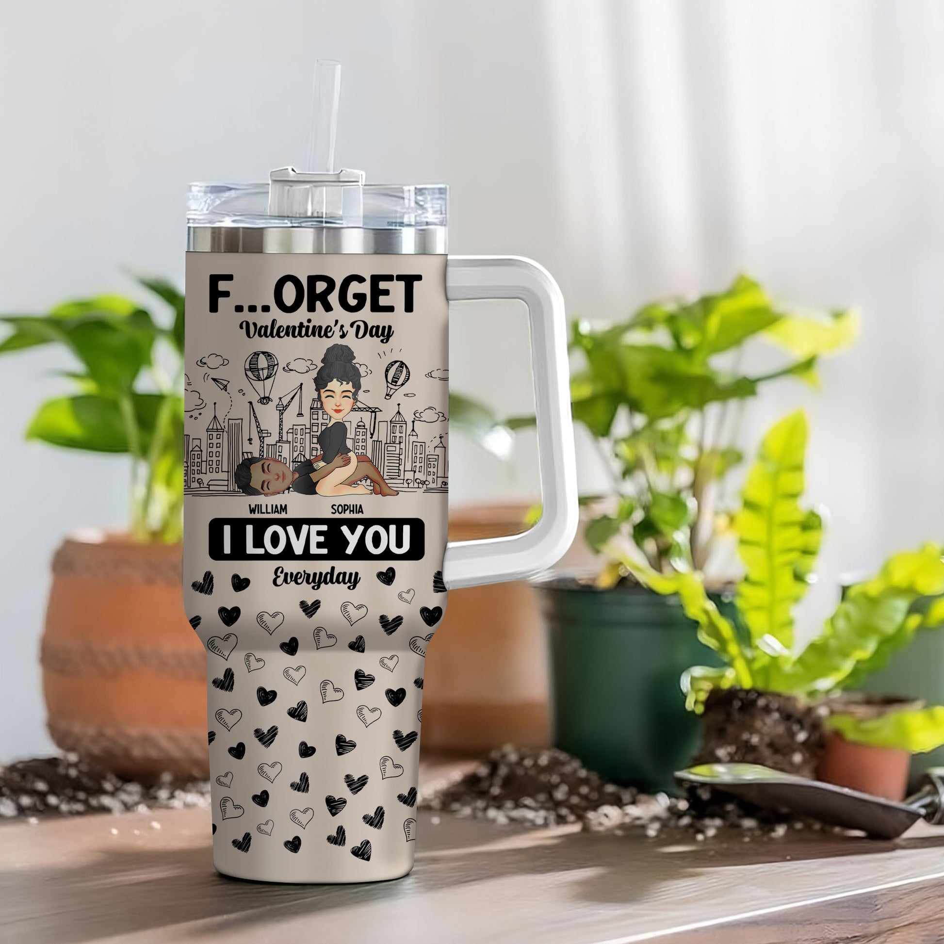 Forget Holiday I Love You Everyday Kissing Couple - Personalized 40oz Tumbler PT99