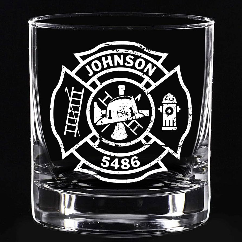 Firefighter Custom Name Number On Whiskey Glasses Custom Gift For Veteran Dad Grandpa H2511