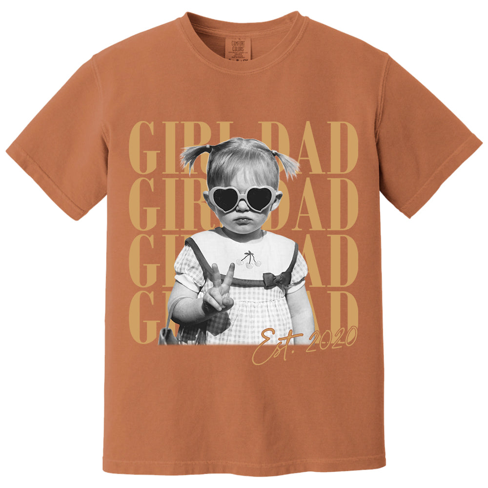 Custom Dad Vintage Photo Shirt, Custom Girl Dad Shirt, Personalized Fathers Day Shirt With Kids Photo, Funny Dad Shirt, Gift from Daughter VH01