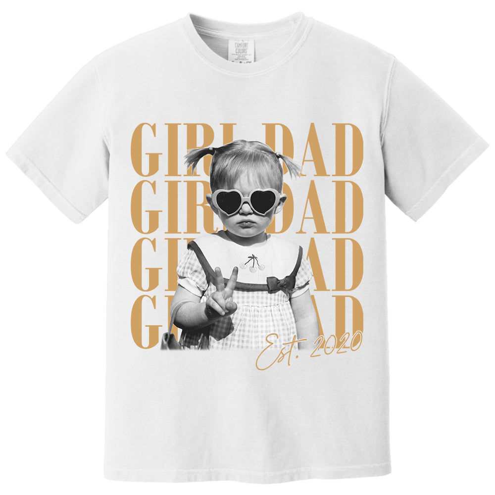 Custom Dad Vintage Photo Shirt, Custom Girl Dad Shirt, Personalized Fathers Day Shirt With Kids Photo, Funny Dad Shirt, Gift from Daughter VH01