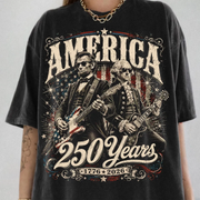 250 Years America Anniversary Guitar Shirt, George Washington & Lincoln Playing Guitar, Funny 4th of July Rock Tee Hv01
