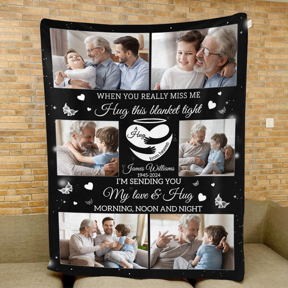 A Hug From Heaven Memorial Gift - Personalized Memory Photo Blanket