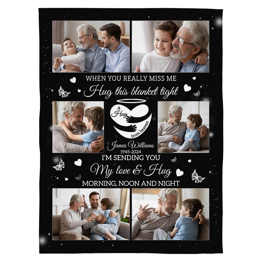 A Hug From Heaven Memorial Gift - Personalized Memory Photo Blanket