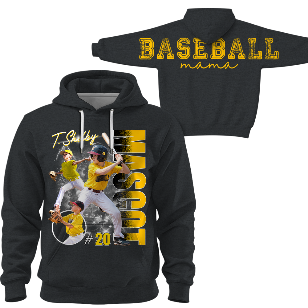 Personalized Baseball Mom Sweatshirt, Custom Large Back Graphic Cheer, Gift For Baseball Mom Family Baseball Lovers MI209 Hv01
