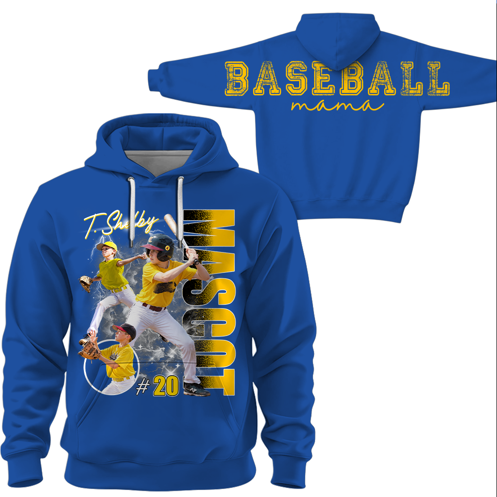 Personalized Baseball Mom Sweatshirt, Custom Large Back Graphic Cheer, Gift For Baseball Mom Family Baseball Lovers MI209 Hv01