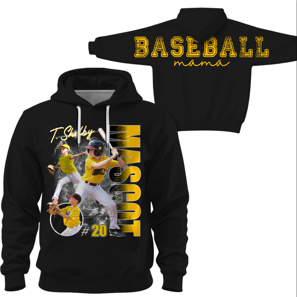 Personalized Baseball Mom Sweatshirt, Custom Large Back Graphic Cheer, Gift For Baseball Mom Family Baseball Lovers MI209 Hv01