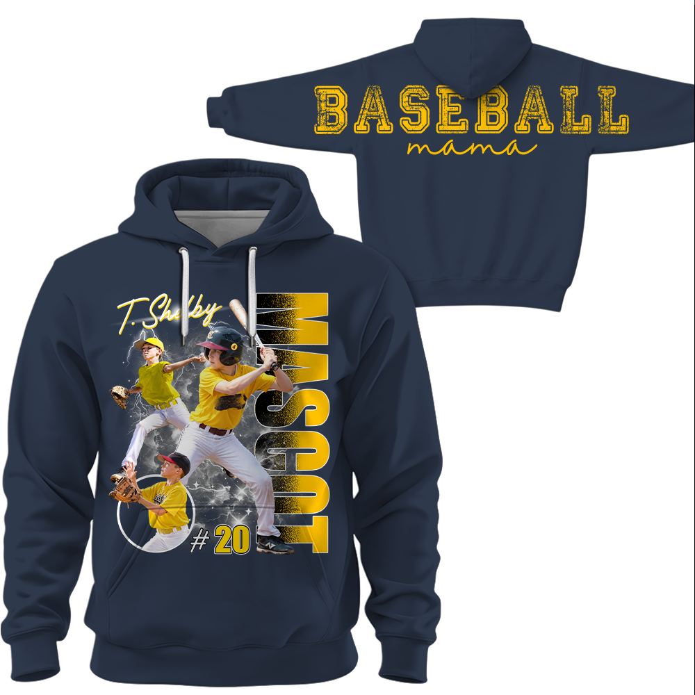 Personalized Baseball Mom Sweatshirt, Custom Large Back Graphic Cheer, Gift For Baseball Mom Family Baseball Lovers MI209 Hv01