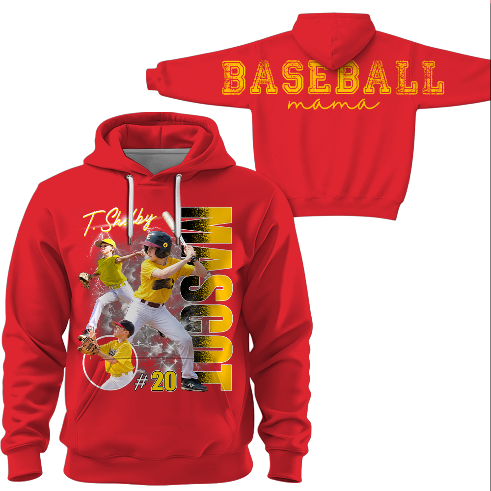 Personalized Baseball Mom Sweatshirt, Custom Large Back Graphic Cheer, Gift For Baseball Mom Family Baseball Lovers MI209 Hv01