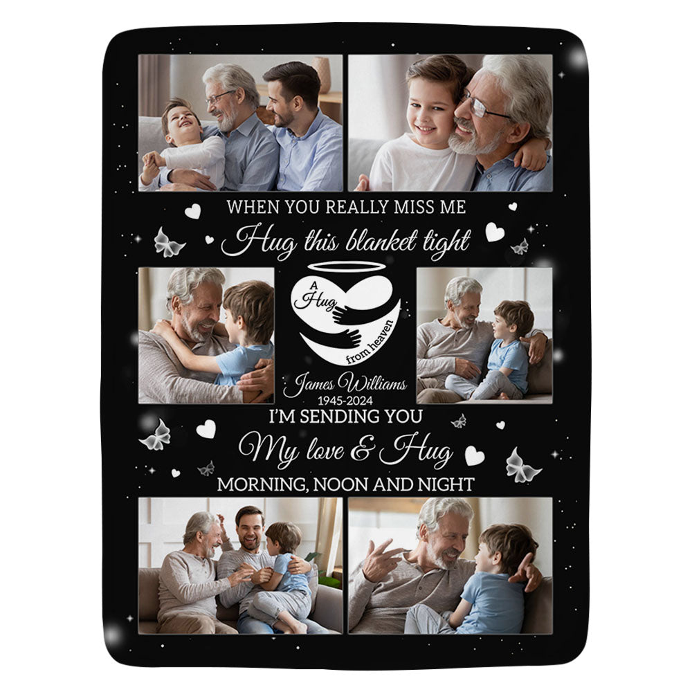 A Hug From Heaven Memorial Gift - Personalized Memory Photo Blanket