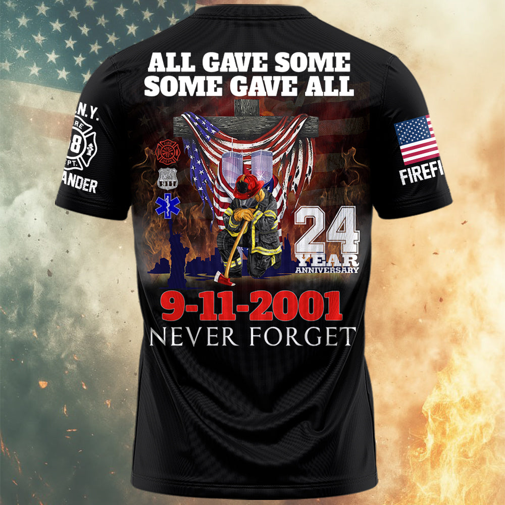 Firefighter Never Forget 911 All Over Printed Shirt Gift For Firefighter T1807  Hv01