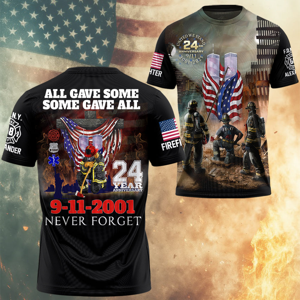 Firefighter Never Forget 911 All Over Printed Shirt Gift For Firefighter T1807  Hv01