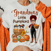 Grandma's Little Pumpkins Love Nana Life Kids, Grandkids Names - Personalized Shirt For Grandma Nh00