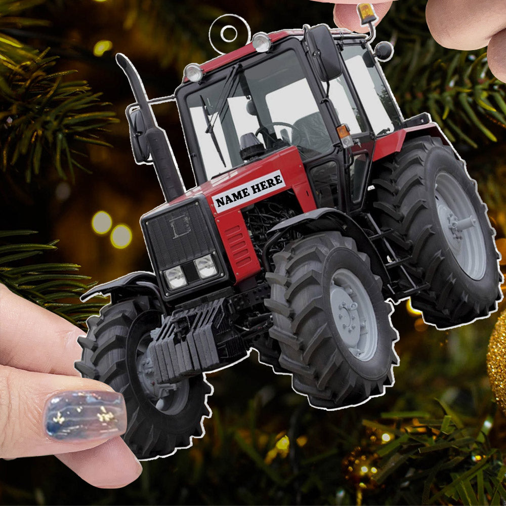 Personalized Red Tractors Ornament, Custom Name Ornament, Tractors Ornament, Farm Life Hanger, Gift For Famer, Tree Hanger, Gift For Kid