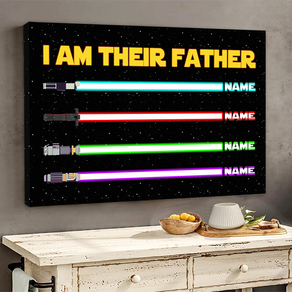 I Am Their Father Dad Gifts, Personalized Canvas Gifts for Dad, Canvas Dad with Kids Names, Custom Gift for Husband, Birthday Gift from Wife