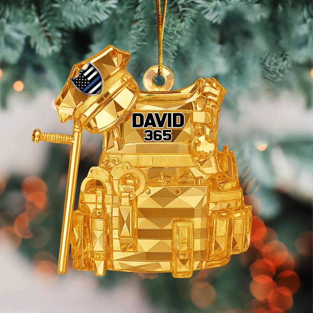 Bulletproof Personalized 3D Crystal Effect Acrylic Ornament Gifts For Police Policeman Nh00