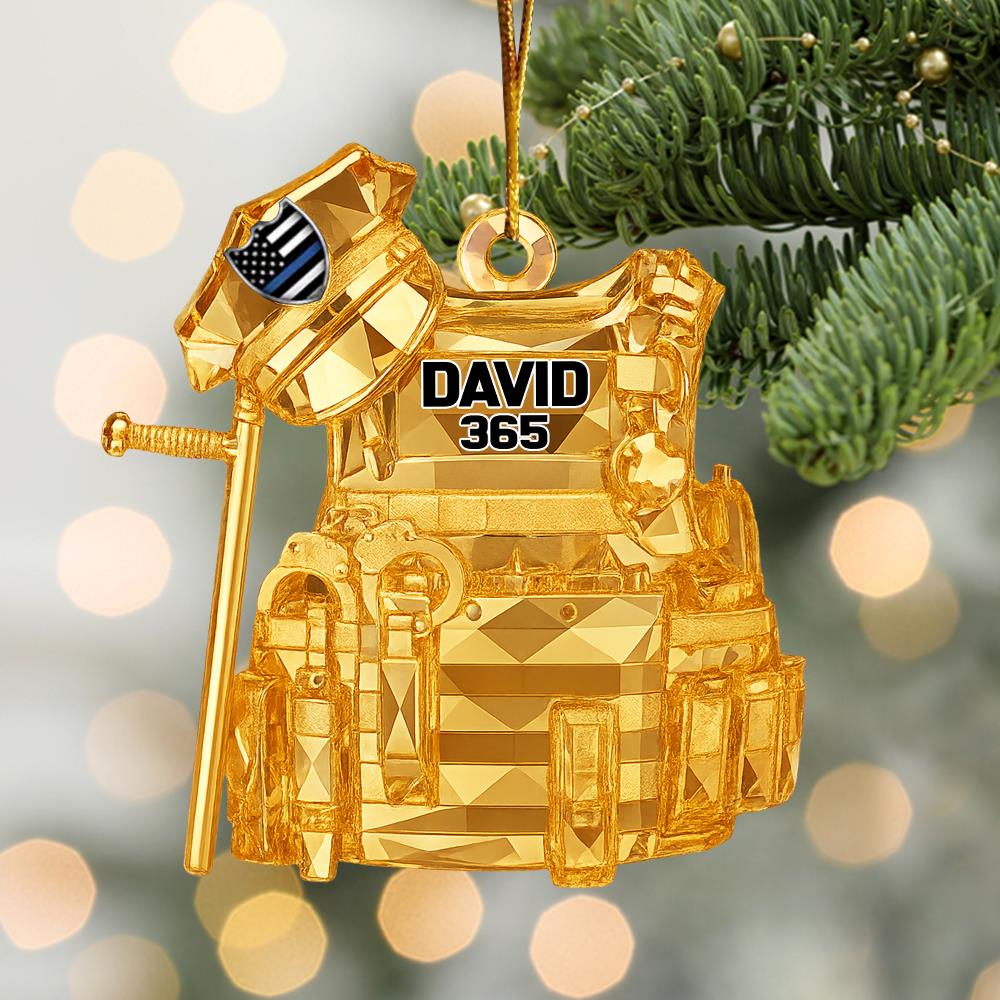Bulletproof Personalized 3D Crystal Effect Acrylic Ornament Gifts For Police Policeman Nh00