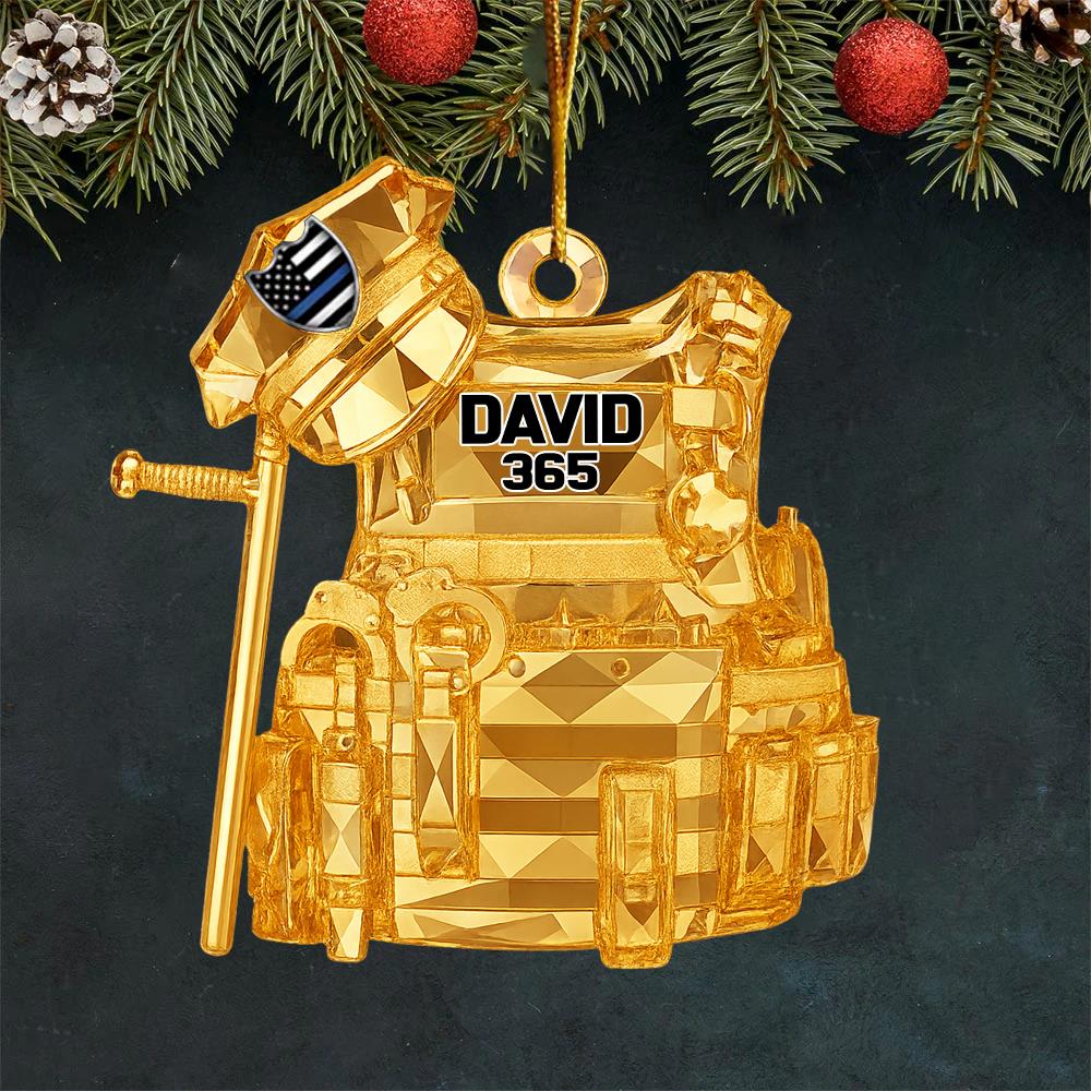 Bulletproof Personalized 3D Crystal Effect Acrylic Ornament Gifts For Police Policeman Nh00