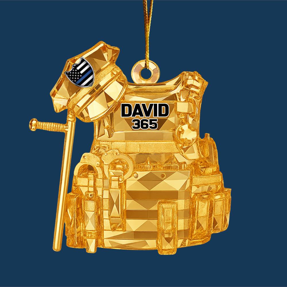 Bulletproof Personalized 3D Crystal Effect Acrylic Ornament Gifts For Police Policeman Nh00