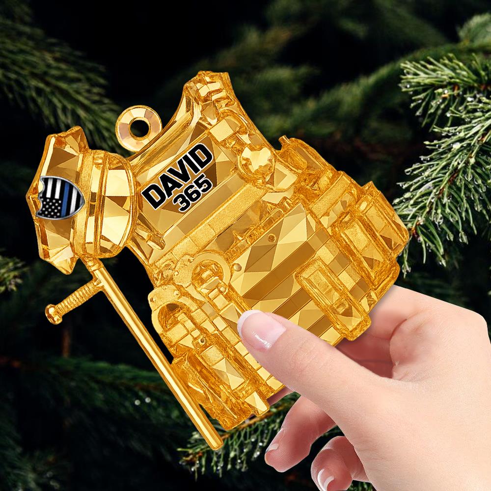 Bulletproof Personalized 3D Crystal Effect Acrylic Ornament Gifts For Police Policeman Nh00