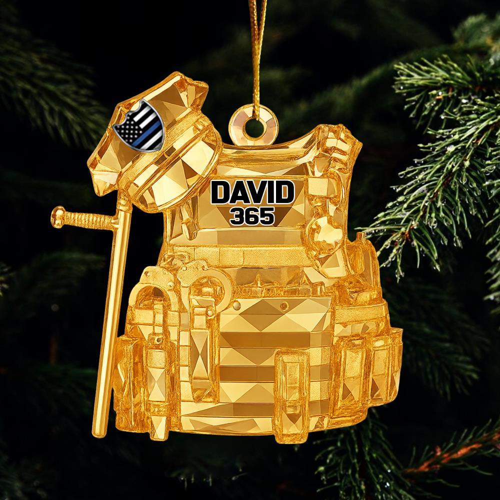 Bulletproof Personalized 3D Crystal Effect Acrylic Ornament Gifts For Police Policeman Nh00