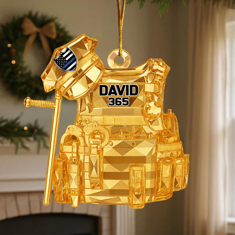 Bulletproof Personalized 3D Crystal Effect Acrylic Ornament Gifts For Police Policeman Nh00