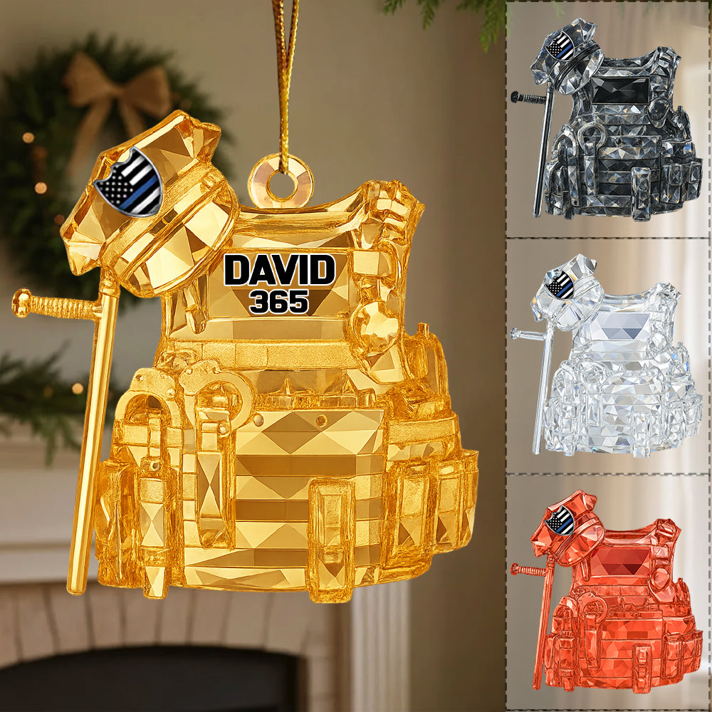 Bulletproof Personalized 3D Crystal Effect Acrylic Ornament Gifts For Police Policeman Nh00