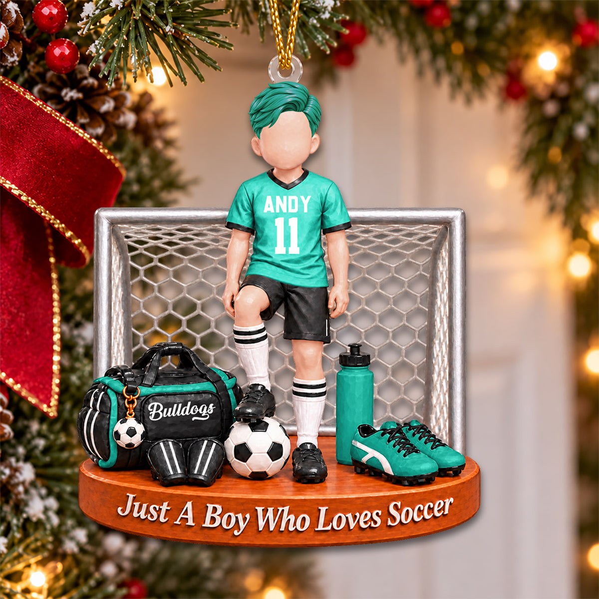Just A Boy Who Loves Soccer, Personalized Soccer Ornament, Custom Player Name Gift, Gift For Soccer Players Soccer Lover MI209 Nh00