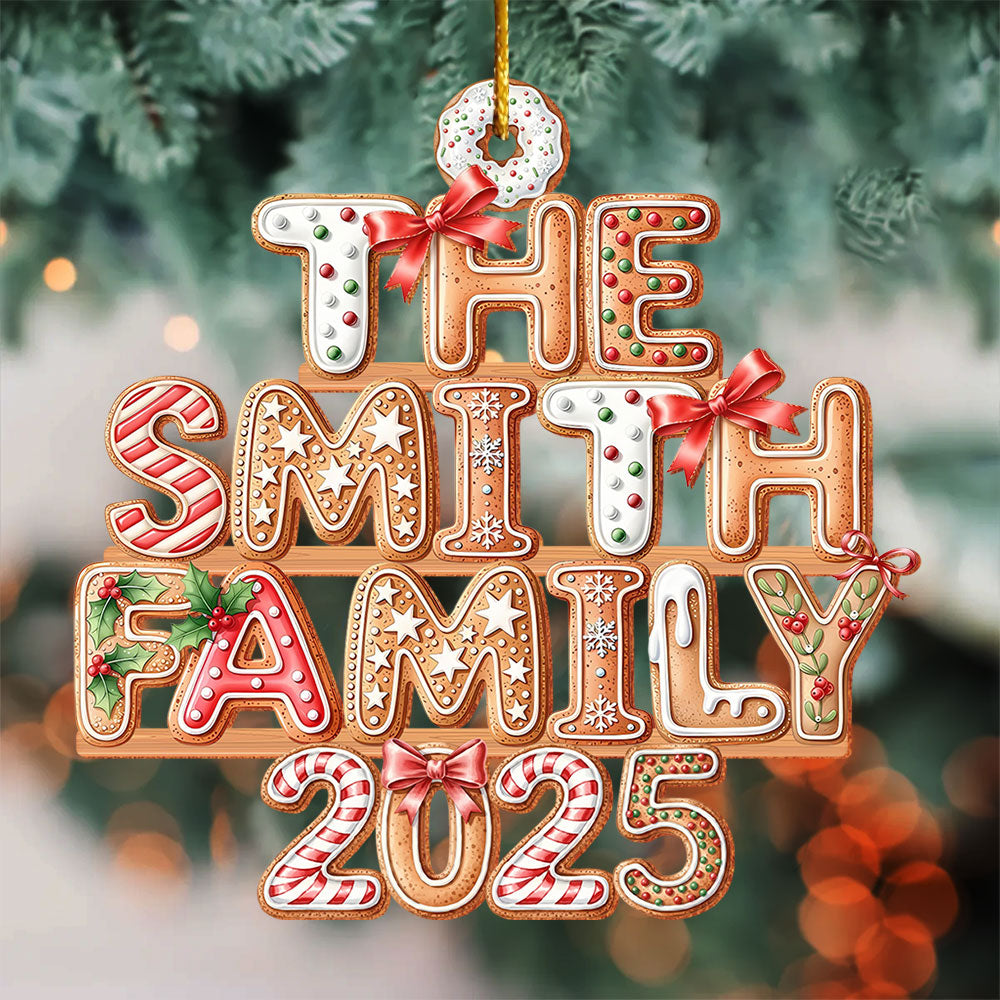 Personalized Family Christmas Ornament 2025, Custom Gingerbread Letter Ornament with Name, Christmas Tag for Stockings, Christmas Tree Decor