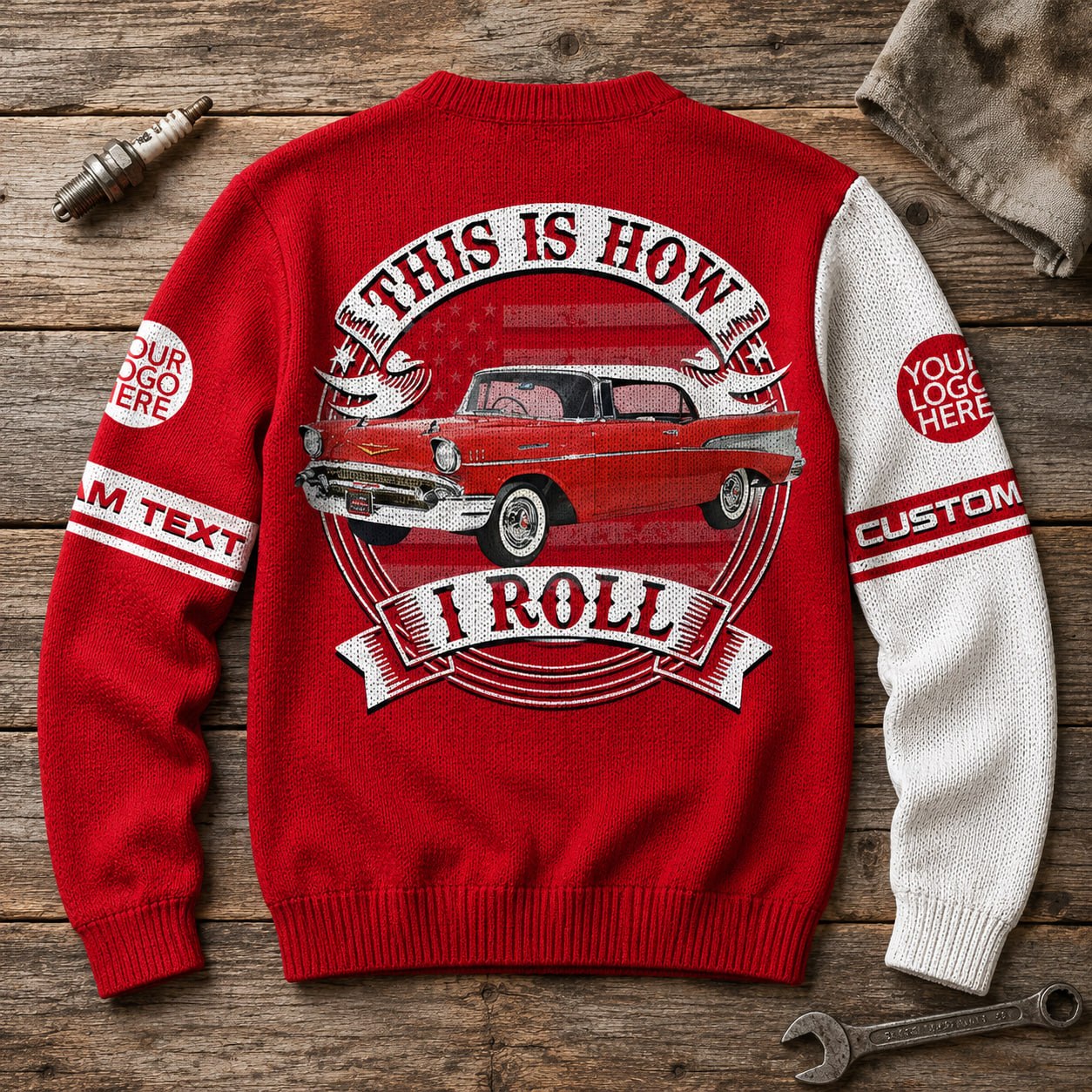 This Is How I Roll, Custom Photo  Classic Car Ugly Sweater, Gift for Car Lovers A2110 Pt99