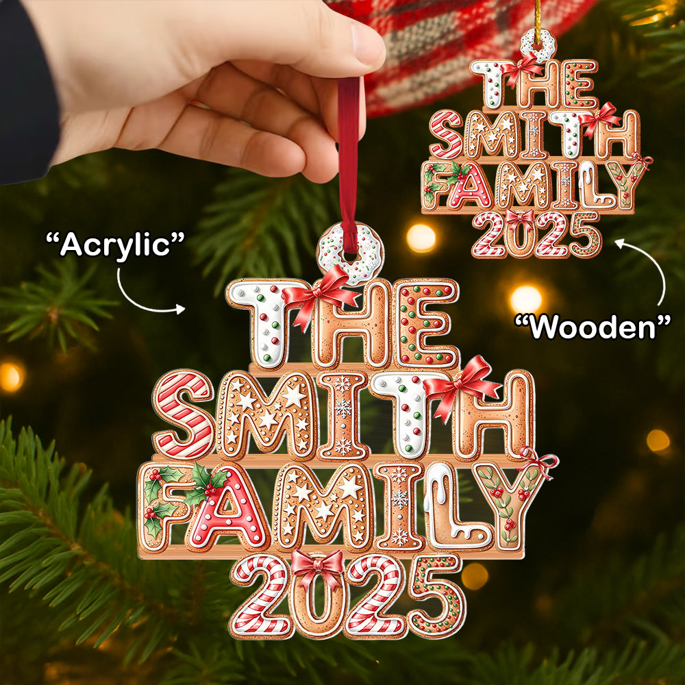 Personalized Family Christmas Ornament 2025, Custom Gingerbread Letter Ornament with Name, Christmas Tag for Stockings, Christmas Tree Decor