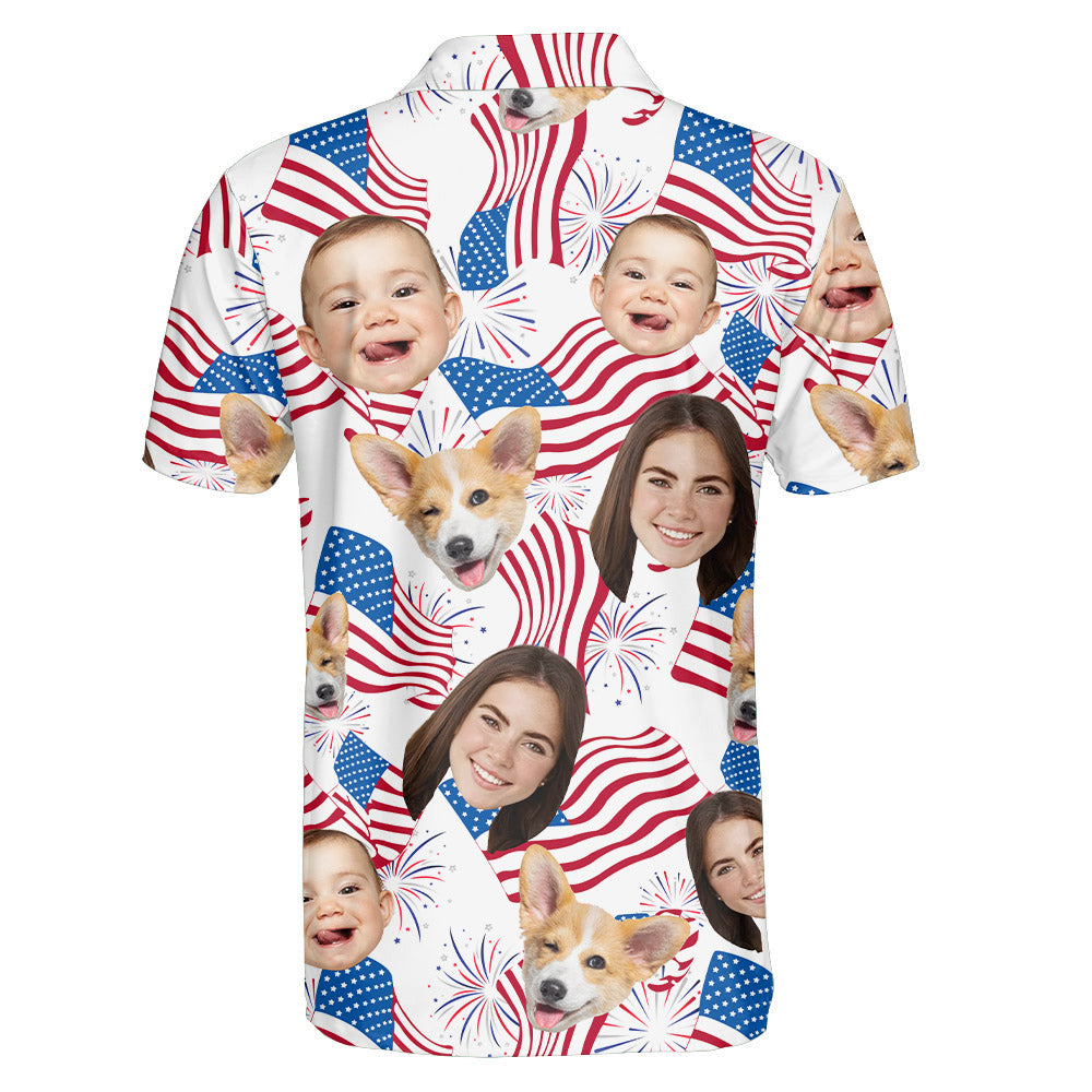 Personalized America Flag 4th Of July Hawaiian Shirt with Faces -