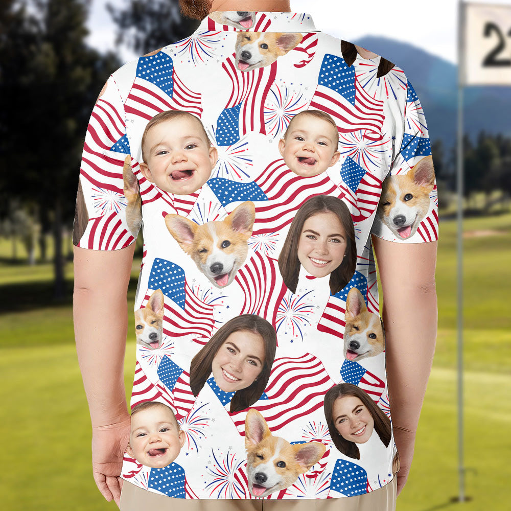 Personalized America Flag 4th Of July Hawaiian Shirt with Faces -