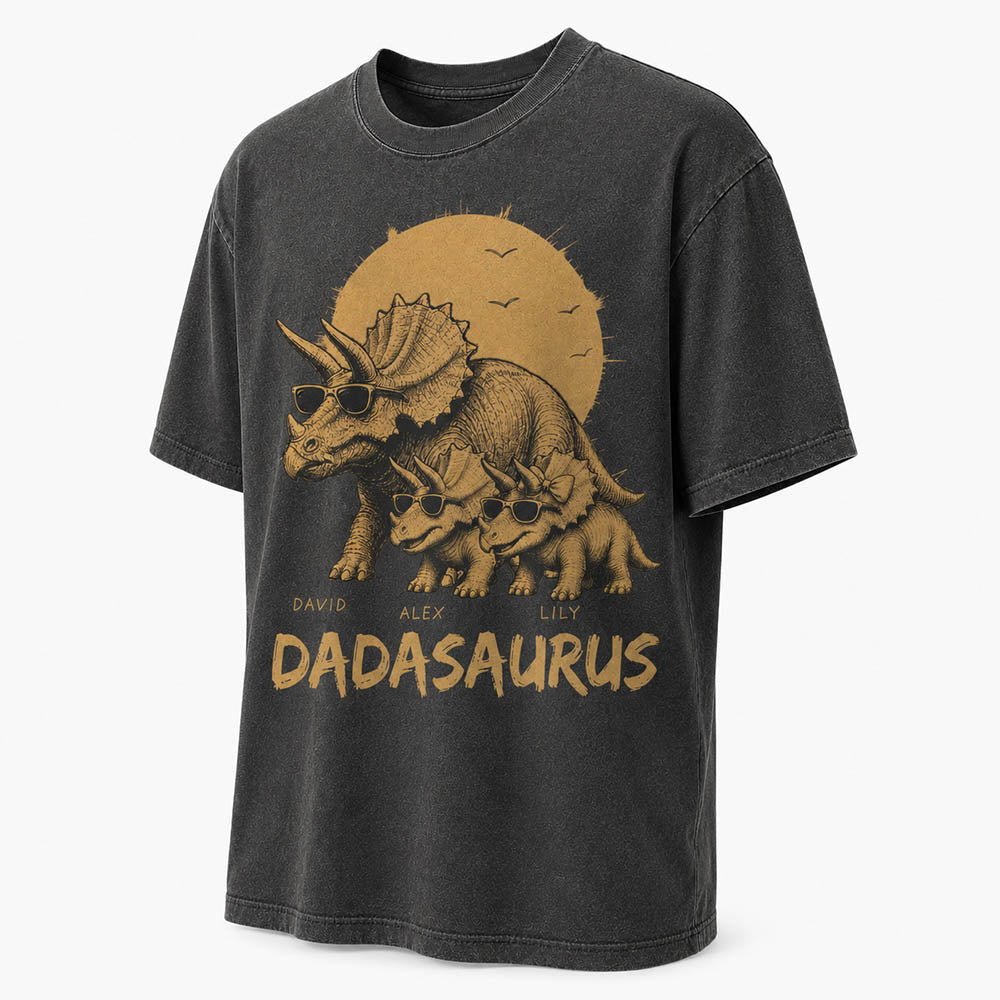 Personalized Funny Dadasaurus Animal Dad T Shirts The Best Bucking Papa Triceratops Tees for Dadasaurus
