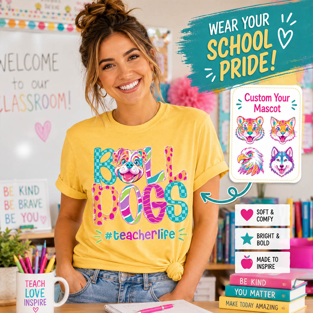 Personalized Mascot Spirit Shirt, Personalized School Spirit Tee, Colorful Team Name T-Shirt