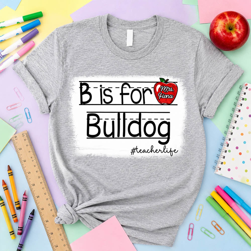 Personalized School Mascot Custom Apple Name Teacher T-Shirt, Custom Gifts For Teacher